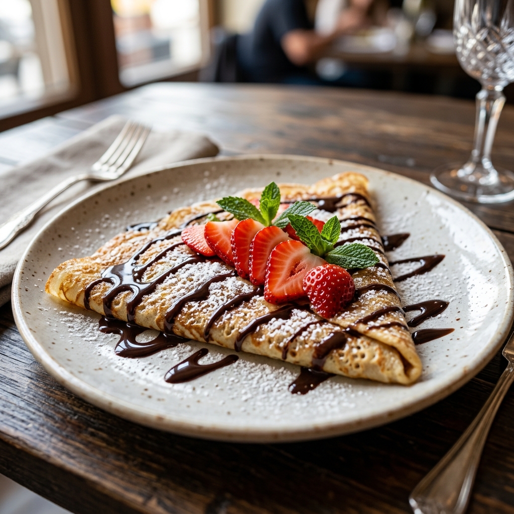 French Chocolate Crepe with Strawberries