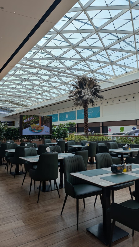 Dalila dining area under the glass roof at Sahara Centre
