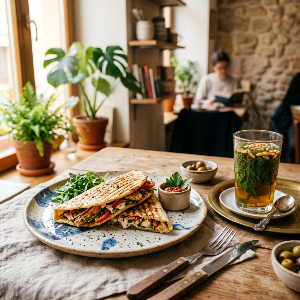 Makloub sandwich in cafe