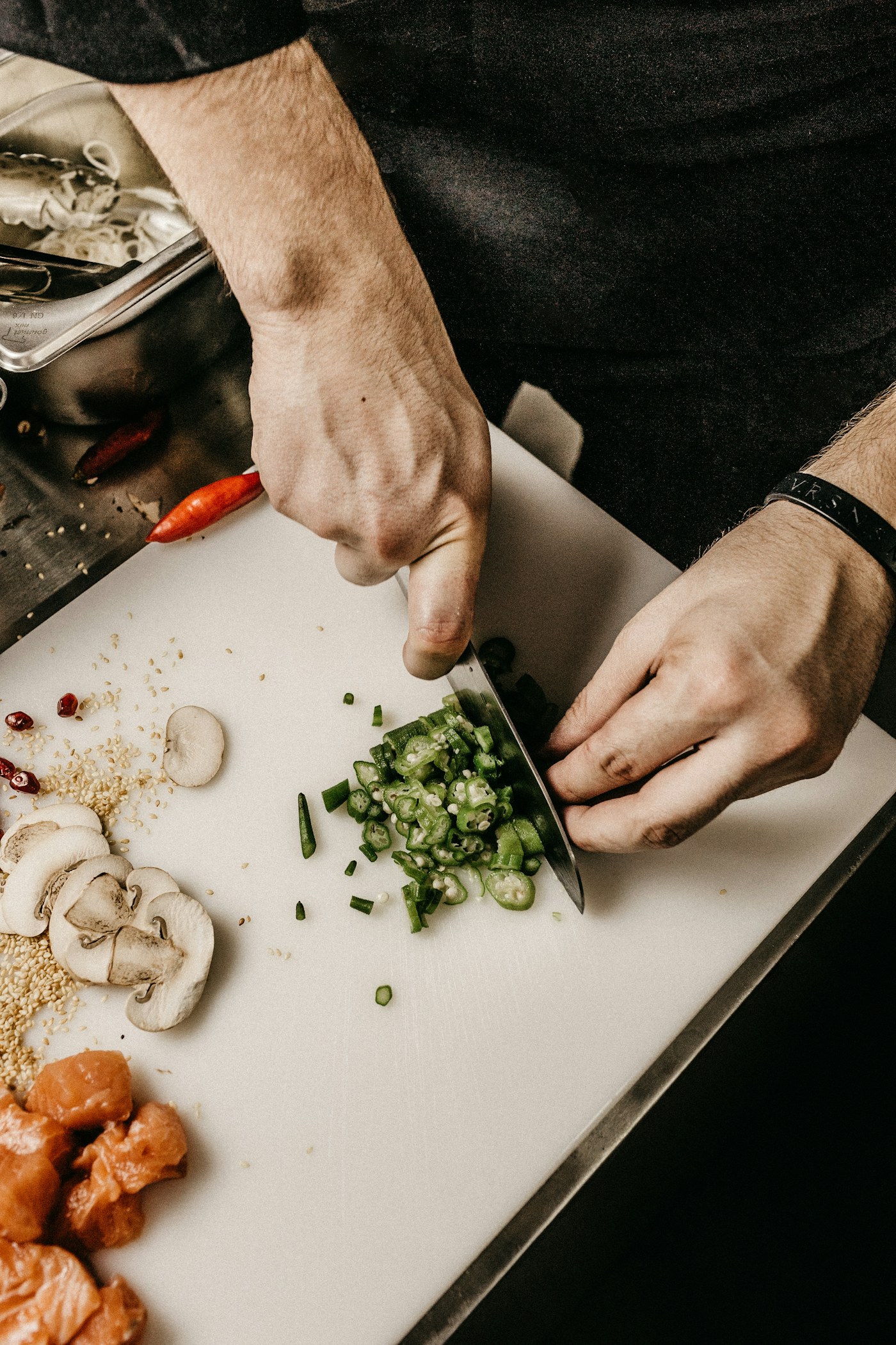 Chef preparing food in a kitchen